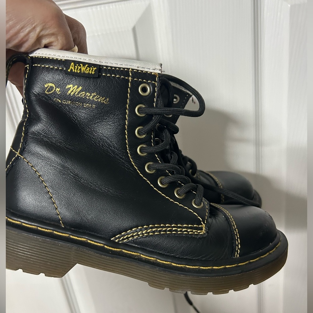 Dr martens Bruiser Boots Kids Size 12 US Unisex Leather Black Lace Up W Zipper